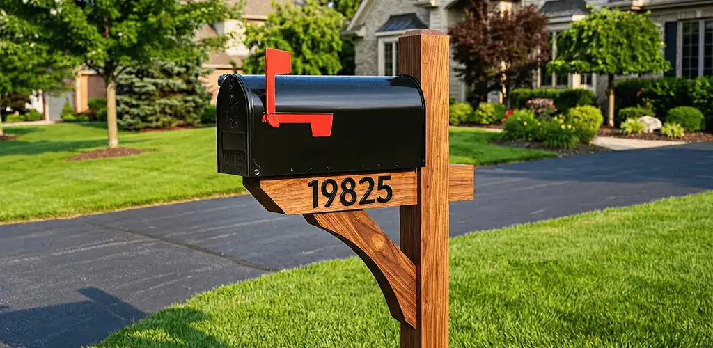New mailbox installation with post and address number for a home in Ann Arbor, MI