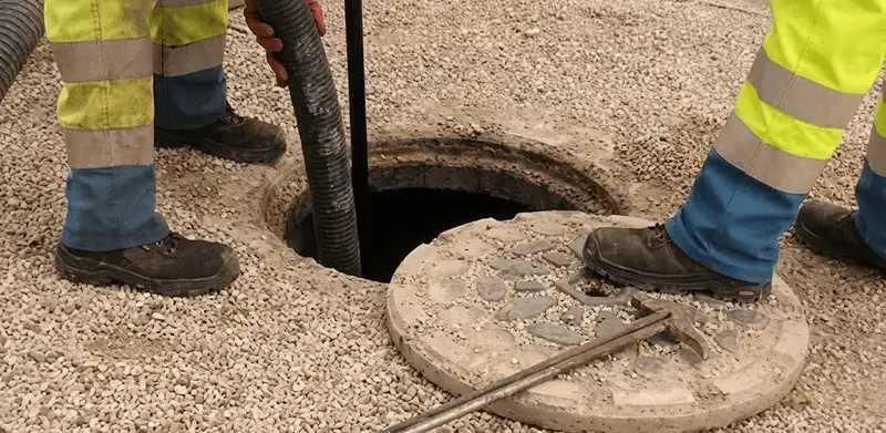 Drain cleaning crew clearing a sewer access point with professional equipment in Ann Arbor, MI